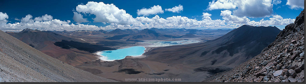 Photo: panorama of Laguna verde seen from volcano Licancabur